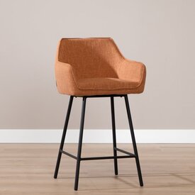 Tabouret de bar Ciara tissu lin terracotta 65, 70 et 78 cm