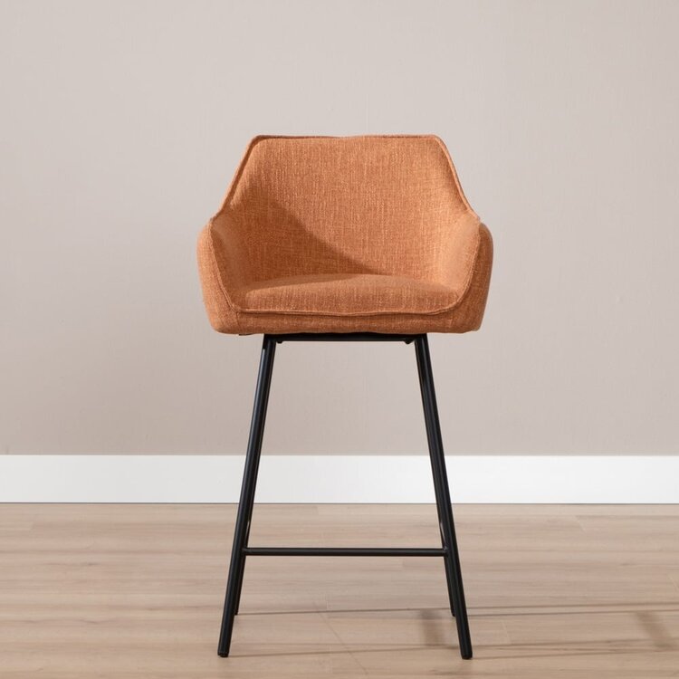 Tabouret de bar Ciara tissu lin terracotta 65, 70 et 78 cm