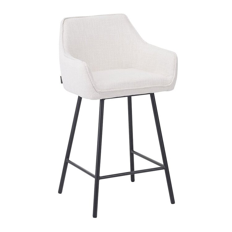 Tabouret de bar Ciara tissu lin blanc cassé 65, 70 et 78 cm