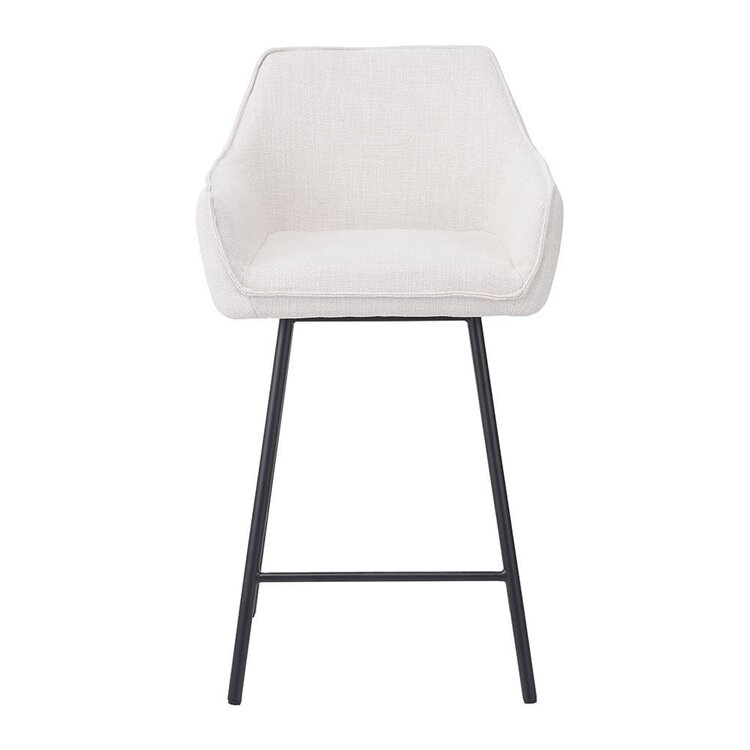 Tabouret de bar Ciara tissu lin blanc cassé 65, 70 et 78 cm