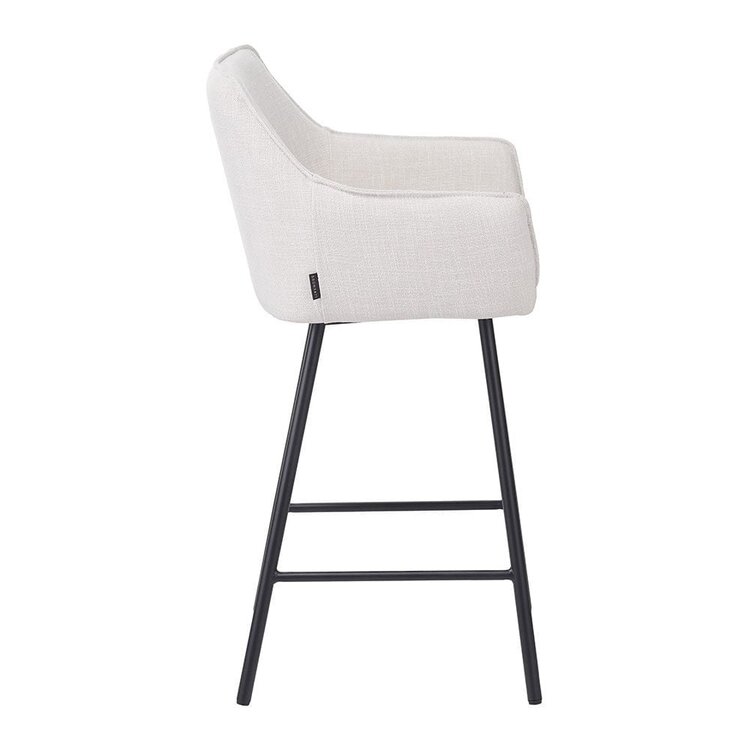 Tabouret de bar Ciara tissu lin blanc cassé 65, 70 et 78 cm