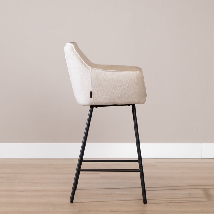 Tabouret de bar Ciara tissu lin blanc cassé 65, 70 et 78 cm