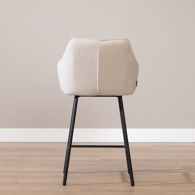 Tabouret de bar Ciara tissu lin blanc cassé 65, 70 et 78 cm