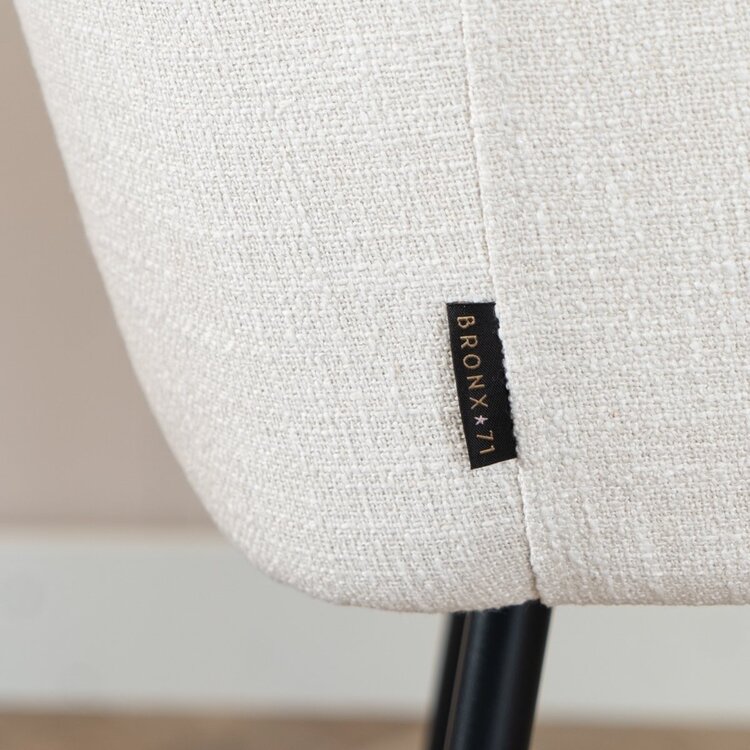 Tabouret de bar Ciara tissu lin blanc cassé 65, 70 et 78 cm