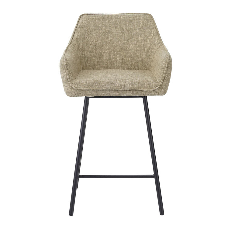 Tabouret de bar Ciara tissu lin vert olive 65, 70 et 78 cm