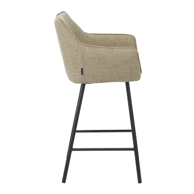 Tabouret de bar Ciara tissu lin vert olive 65, 70 et 78 cm
