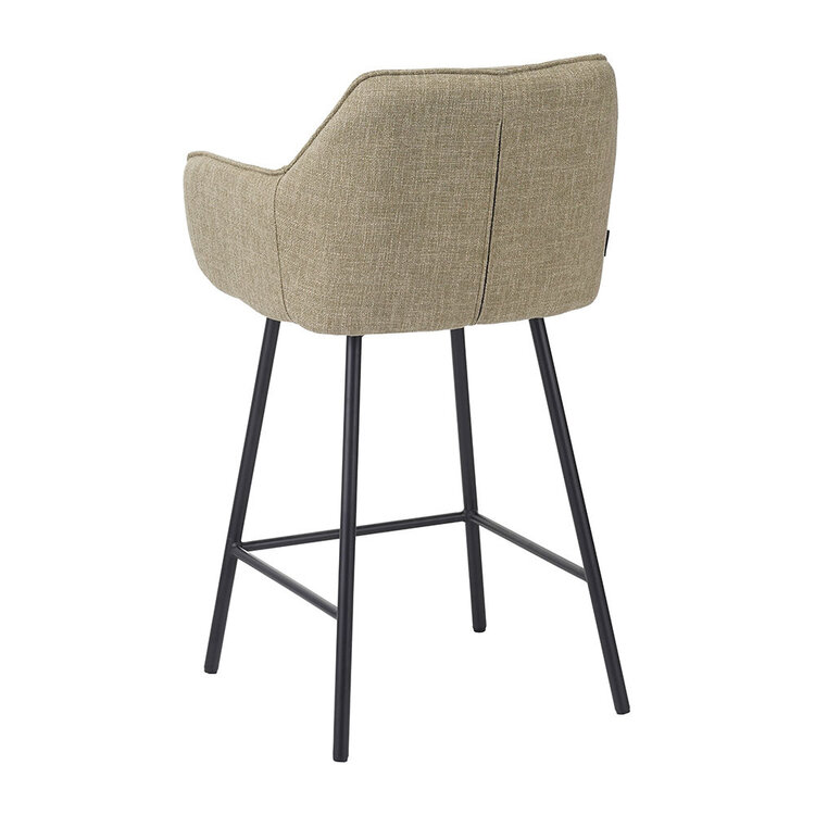 Tabouret de bar Ciara tissu lin vert olive 65, 70 et 78 cm