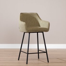 Tabouret de bar Ciara tissu lin vert olive 65, 70 et 78 cm