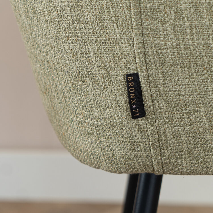 Tabouret de bar Ciara tissu lin vert olive 65, 70 et 78 cm