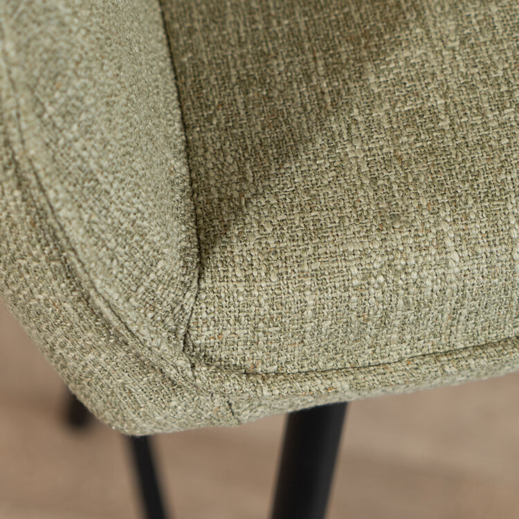 Tabouret de bar Ciara tissu lin vert olive 65, 70 et 78 cm