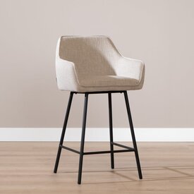 Tabouret de bar Ciara tissu lin taupe 65, 70 et 78 cm