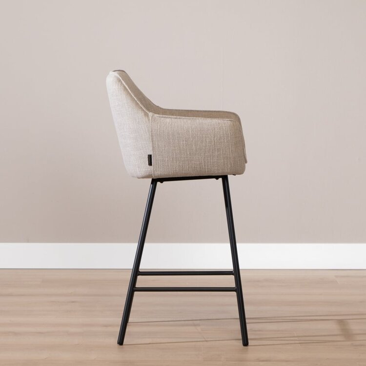 Tabouret de bar Ciara tissu lin taupe 65, 70 et 78 cm