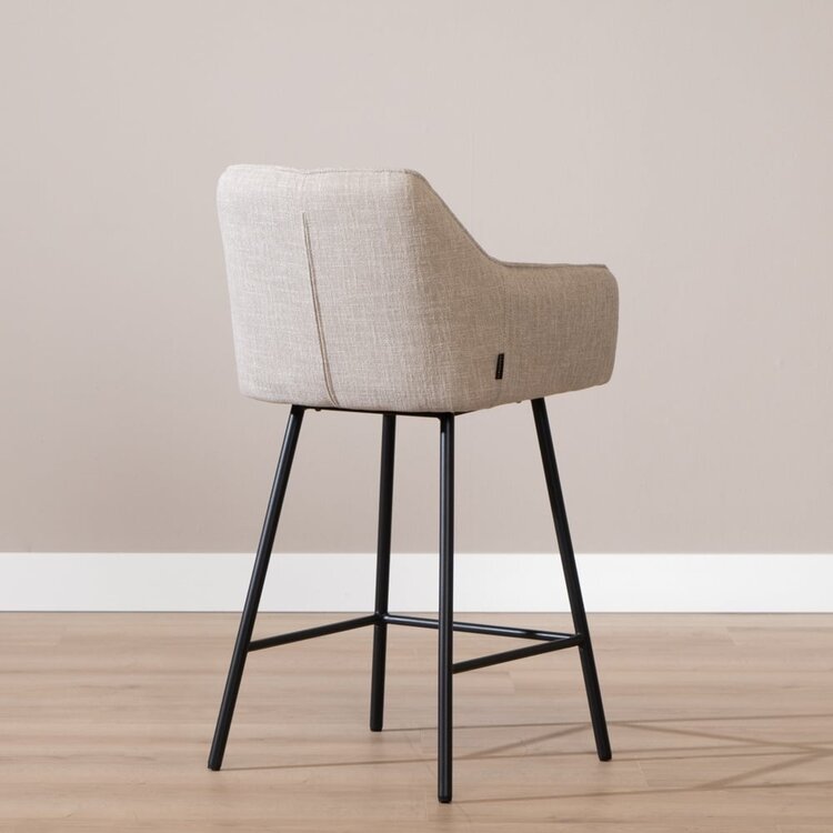 Tabouret de bar Ciara tissu lin taupe 65, 70 et 78 cm