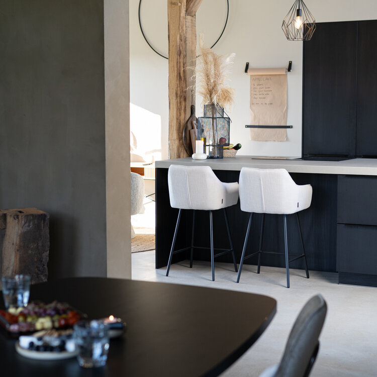 Tabouret de bar Ciara tissu lin taupe 65, 70 et 78 cm