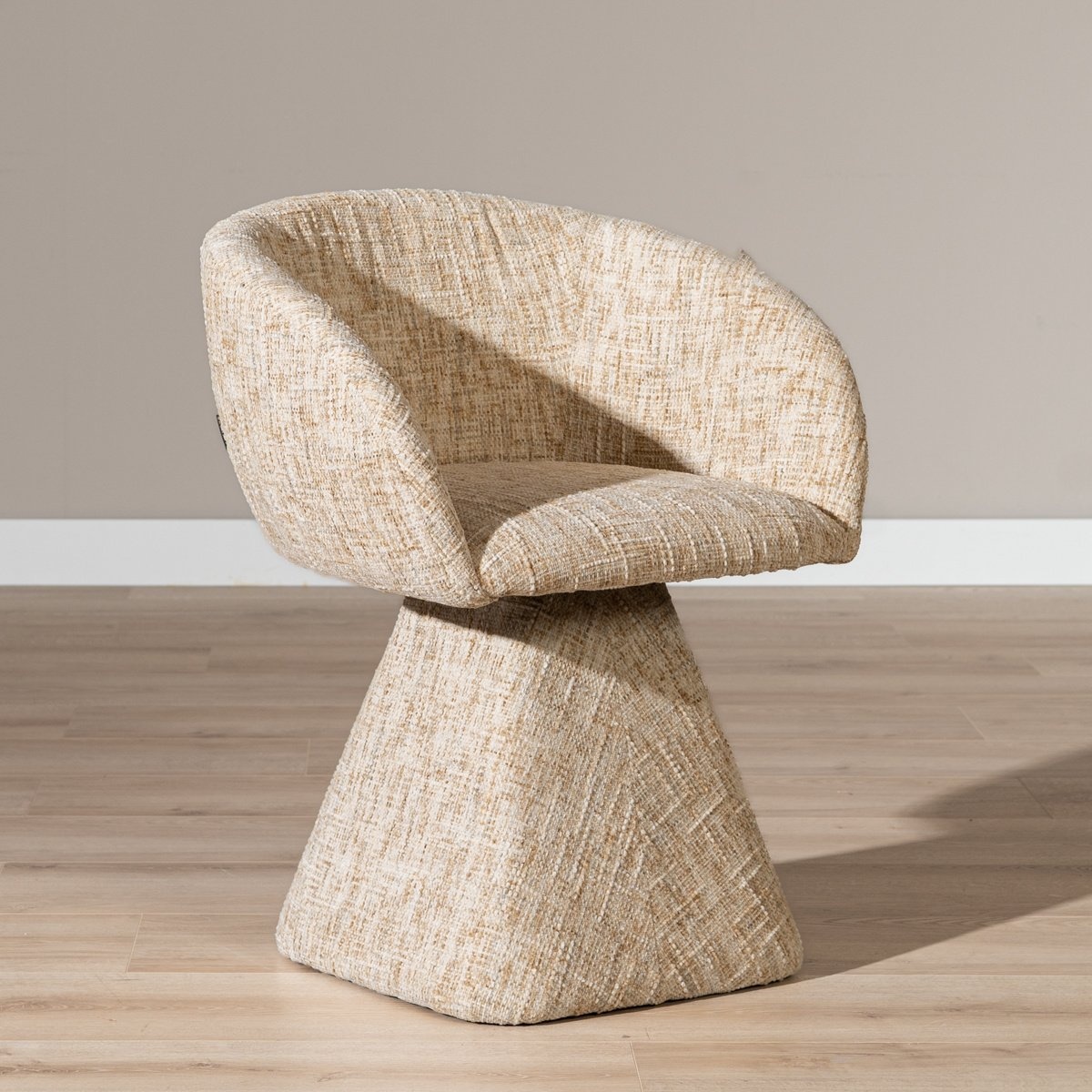 Chaise de salle à manger Lenn pivotante en chenille beige
