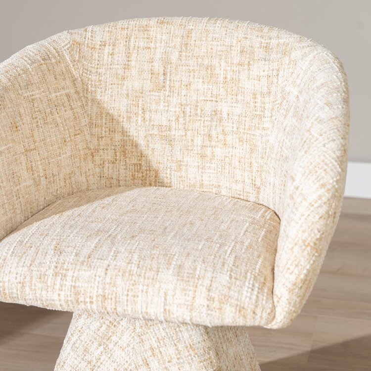 Chaise de salle à manger Lenn pivotante en chenille beige