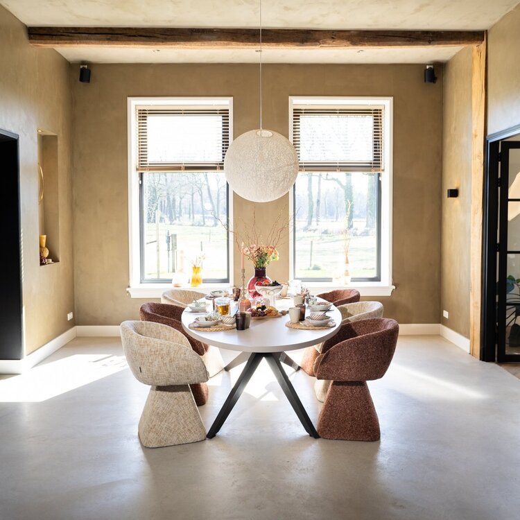 Chaise de salle à manger Lenn pivotante en chenille beige