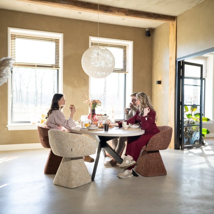 Chaise de salle à manger Lenn pivotante en chenille beige