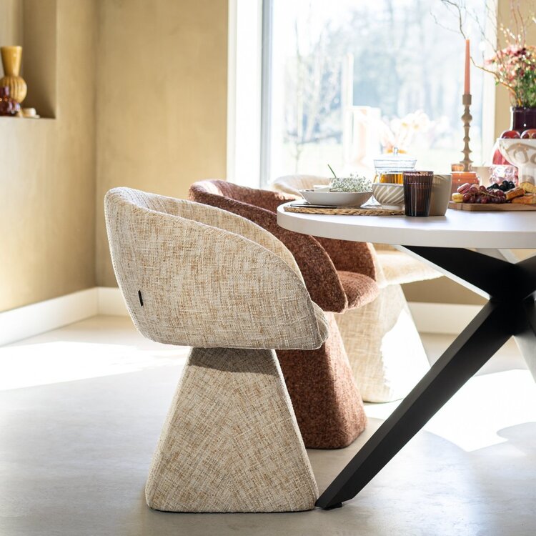 Chaise de salle à manger Lenn pivotante en chenille beige