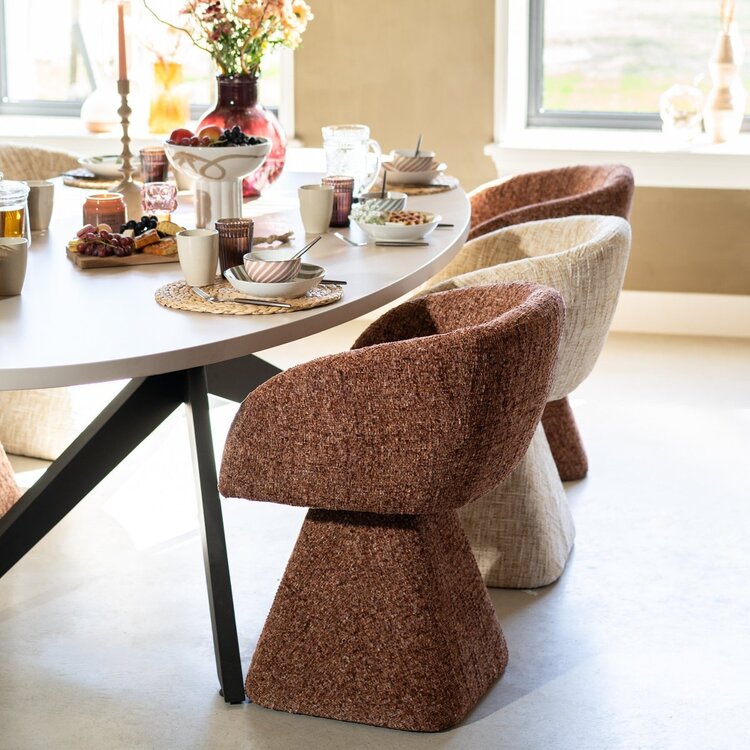 Chaise de salle à manger Lenn pivotante en chenille cuivrée