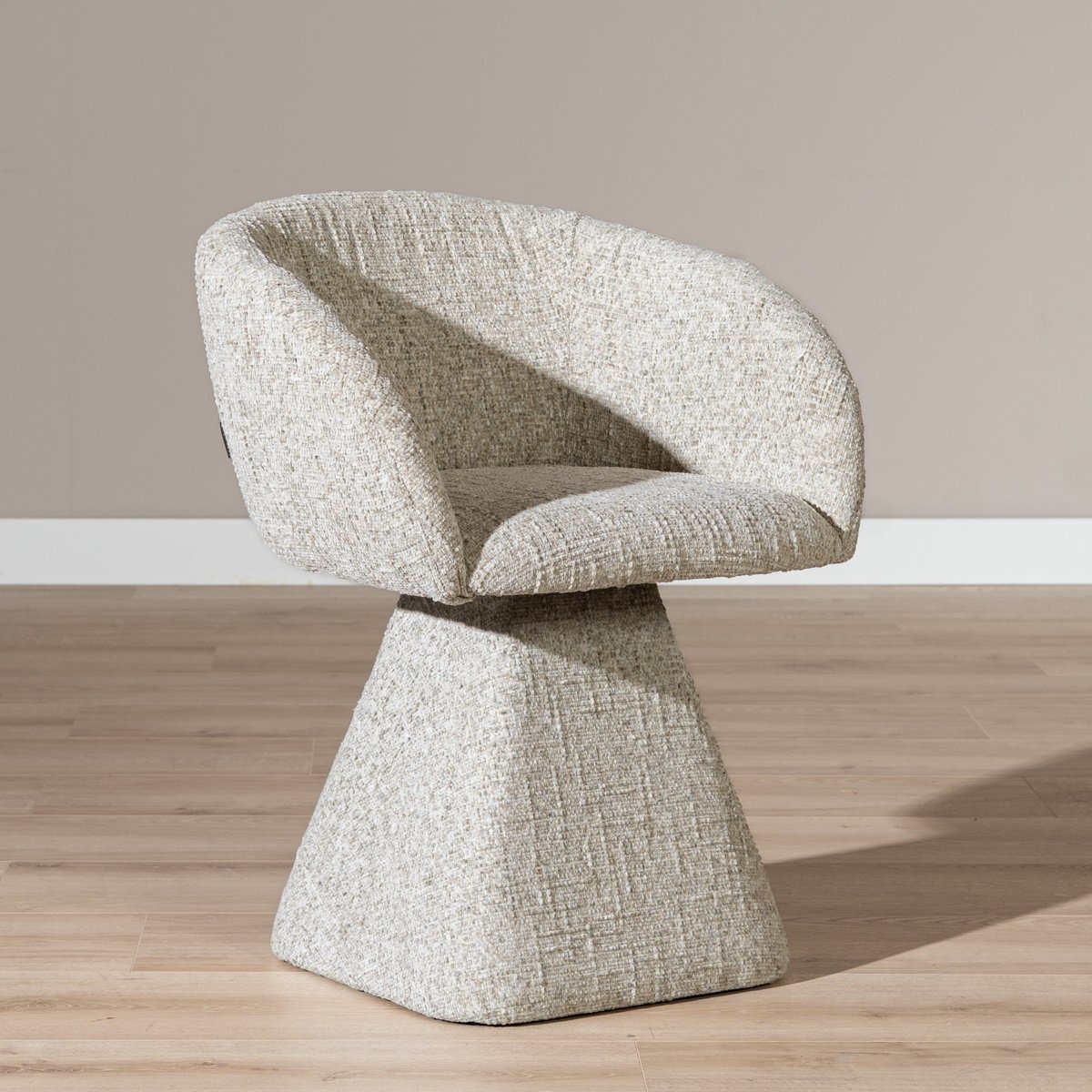 Chaise de salle à manger Lenn pivotante en chenille taupe