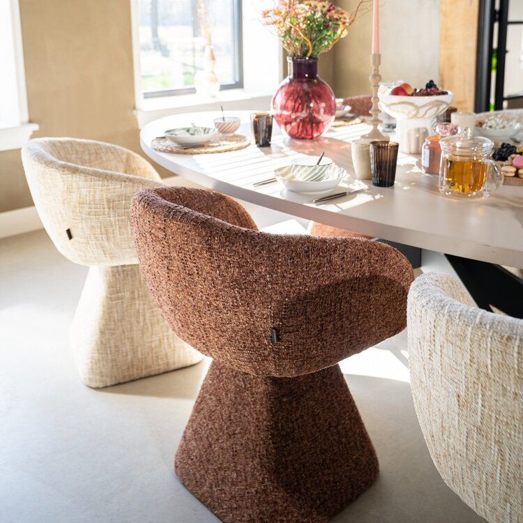 Chaise de salle à manger Lenn pivotante en chenille taupe