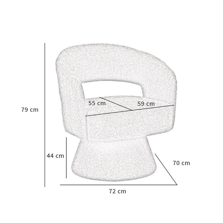 Fauteuil pivotant Josh en chenille taupe