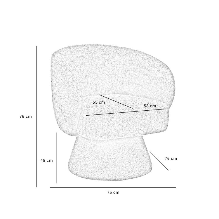 Fauteuil pivotant Lenn en chenille cuivrée