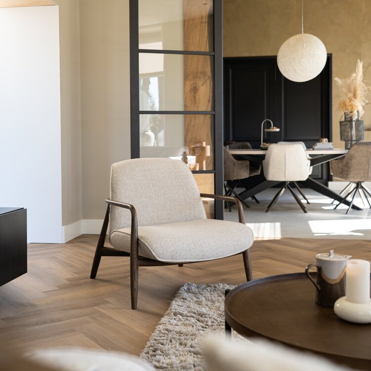 Fauteuil scandinave Vidar lin taupe