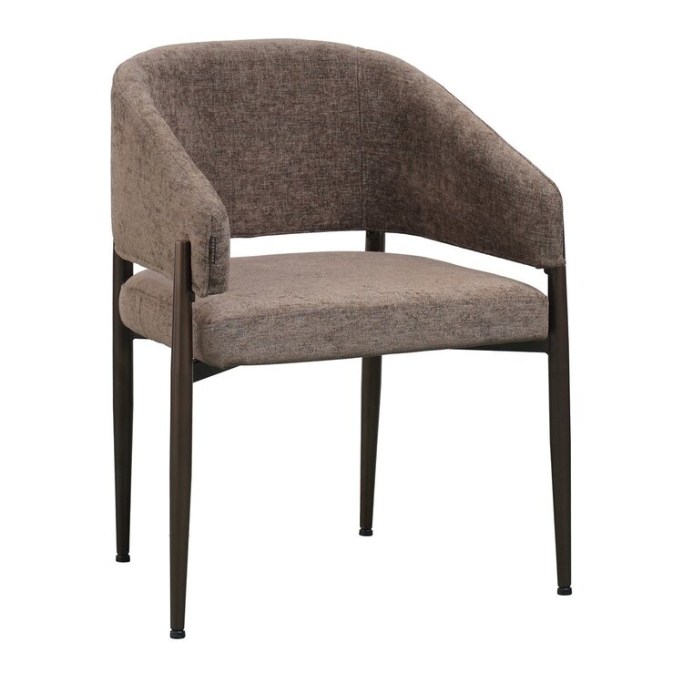 Chaise de salle à manger en velours Bret marron