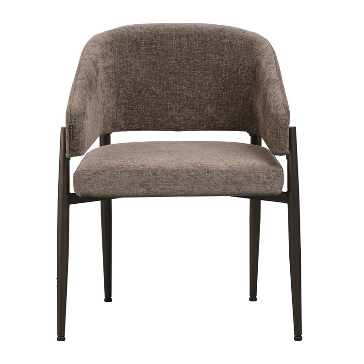 Chaise de salle à manger en velours Bret marron