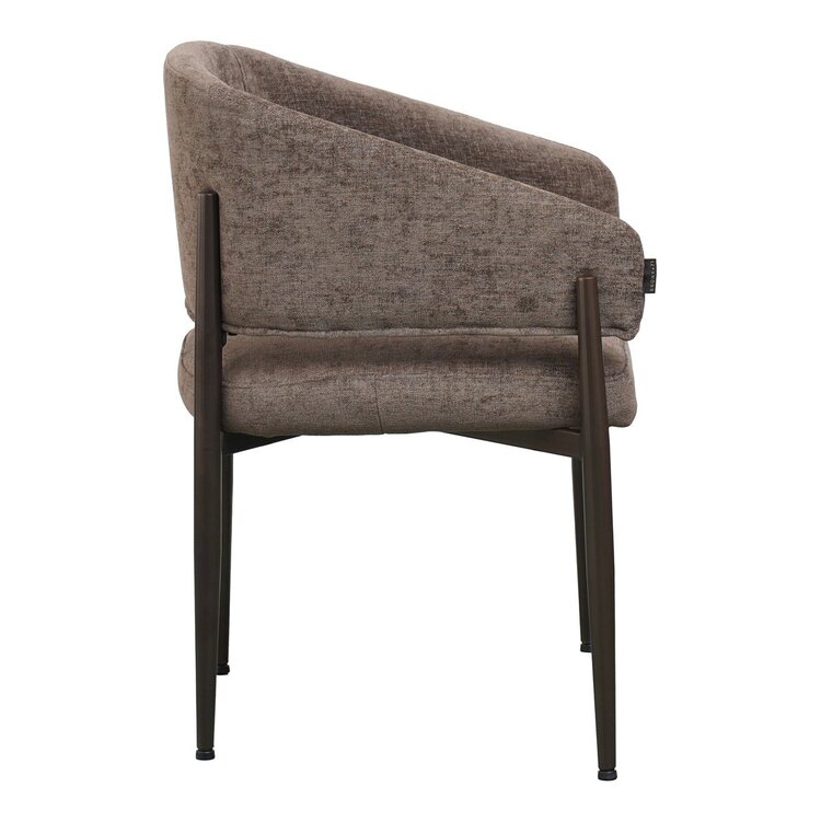 Chaise de salle à manger en velours Bret marron