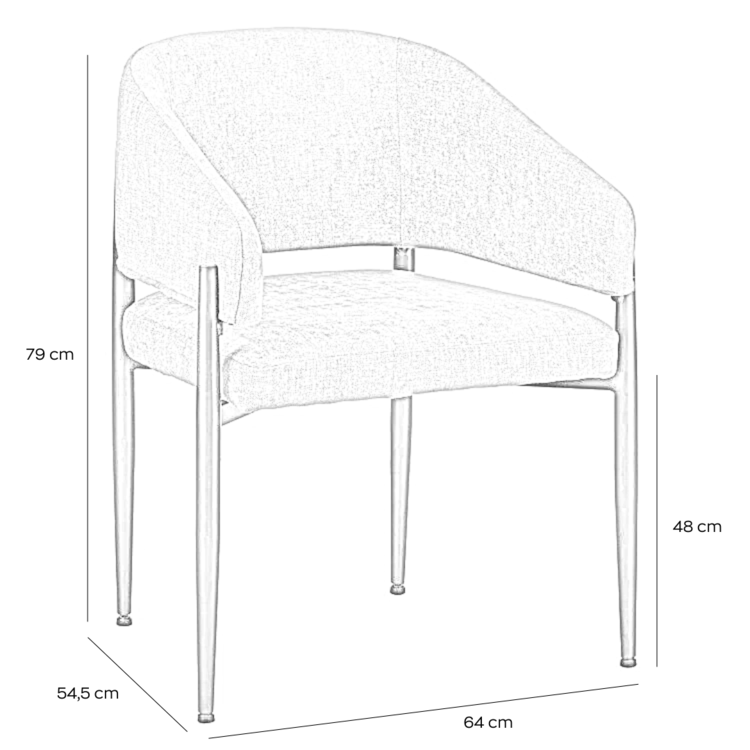 Chaise de salle à manger en velours Bret marron