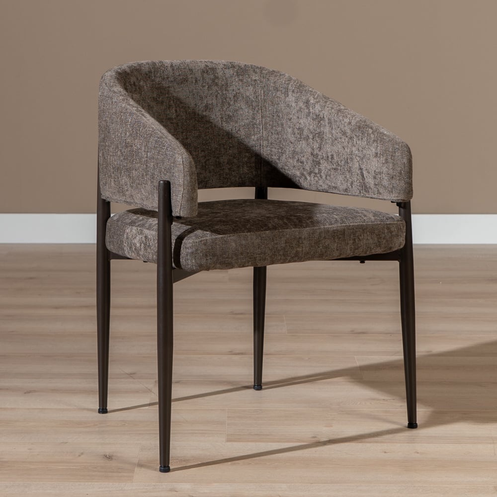 Chaise de salle à manger en velours Bret marron