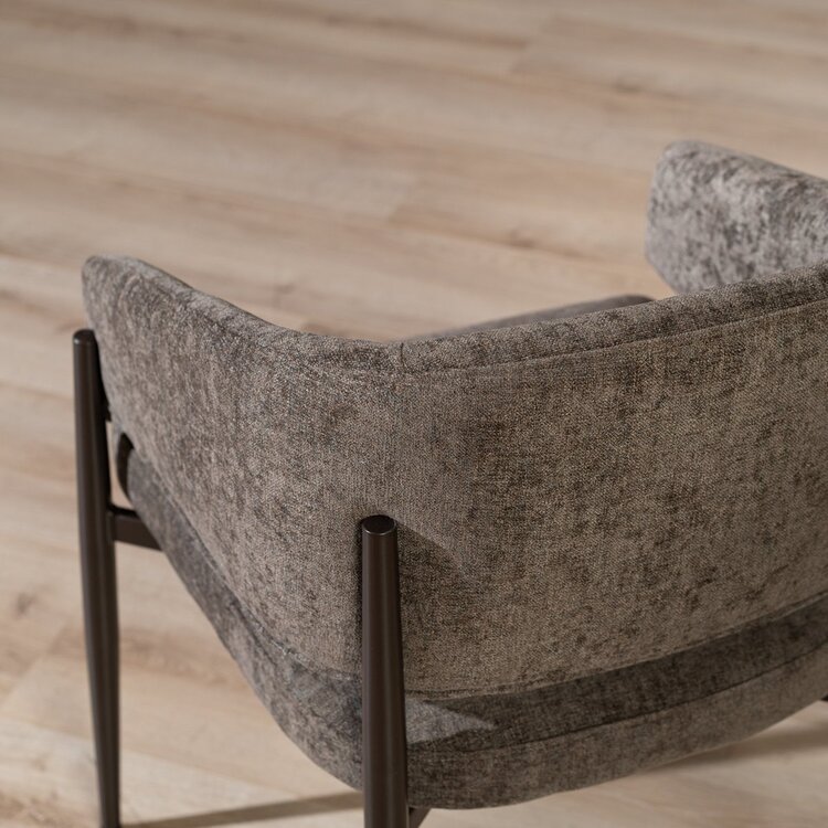 Chaise de salle à manger en velours Bret marron