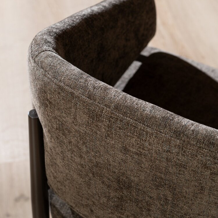 Chaise de salle à manger en velours Bret marron