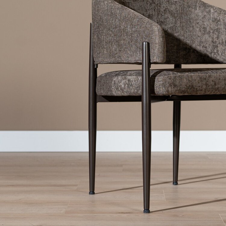 Chaise de salle à manger en velours Bret marron