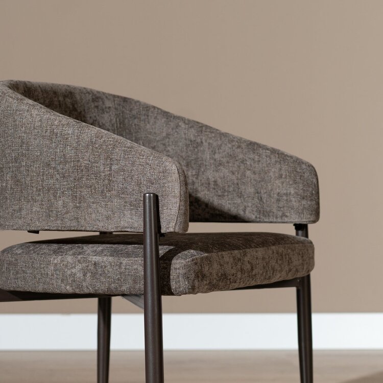 Chaise de salle à manger en velours Bret marron