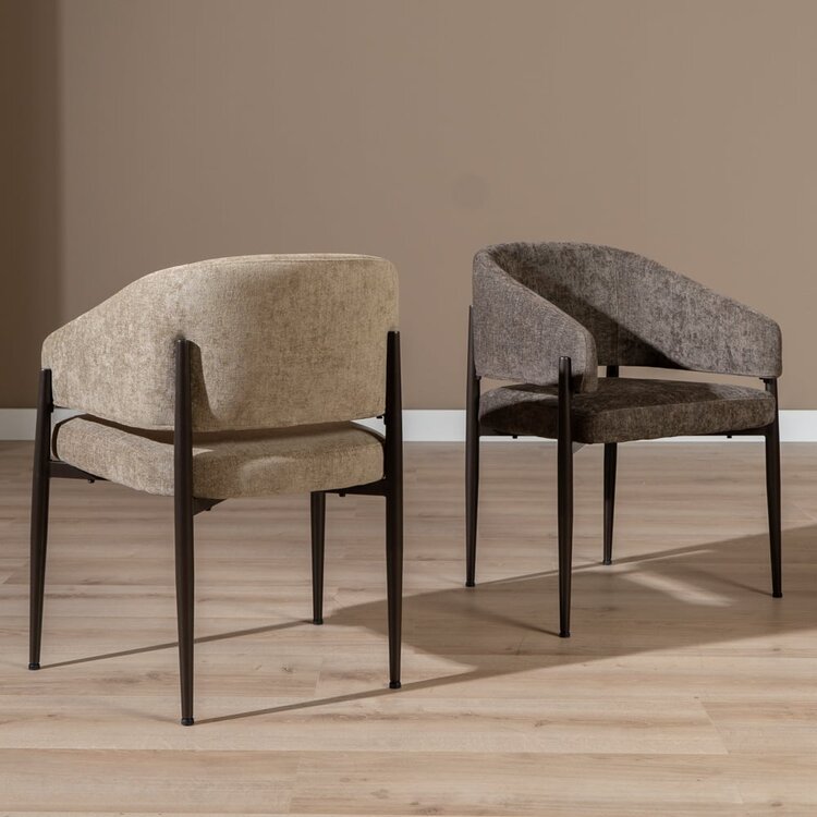 Chaise de salle à manger en velours Bret marron