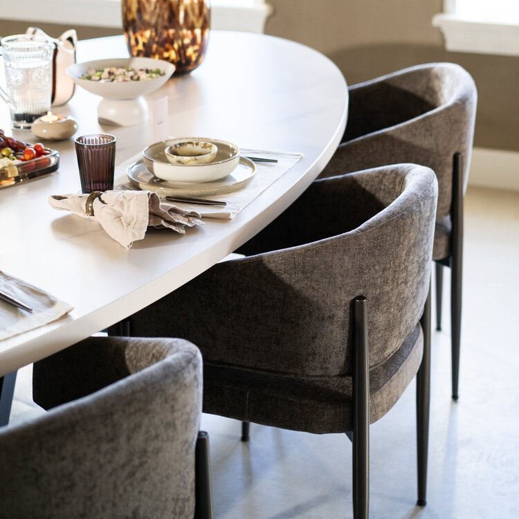 Chaise de salle à manger en velours Bret marron