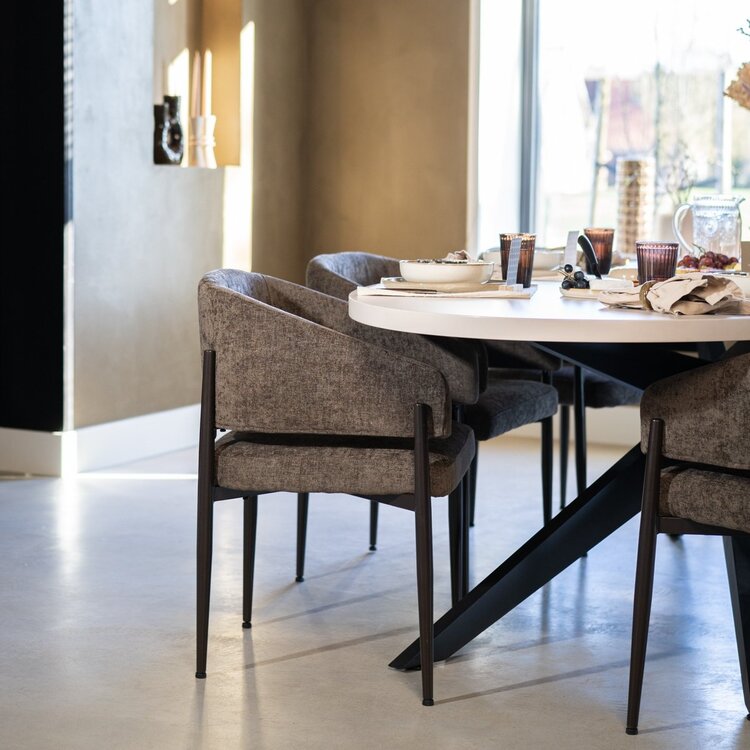 Chaise de salle à manger en velours Bret marron