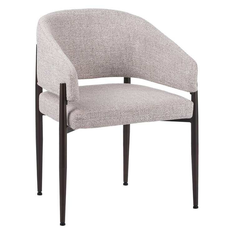 Chaise de salle à manger Bret tissu mélange blanc cassé/marron