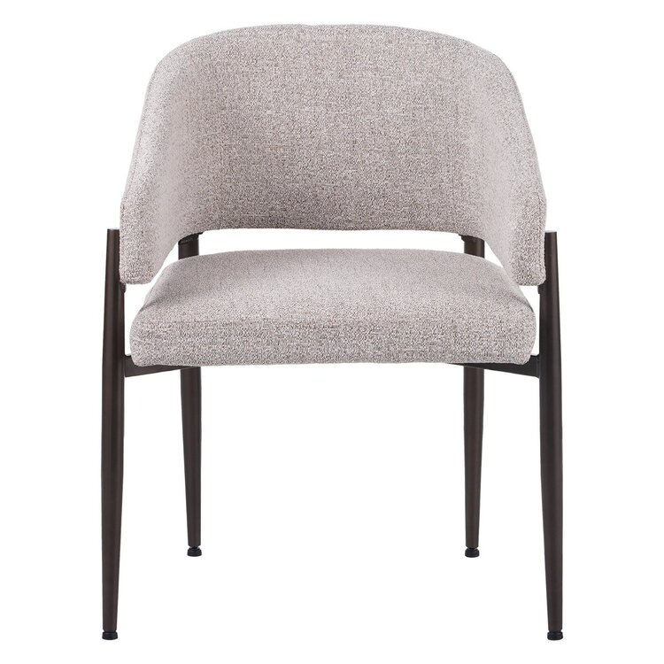 Chaise de salle à manger Bret tissu mélange blanc cassé/marron