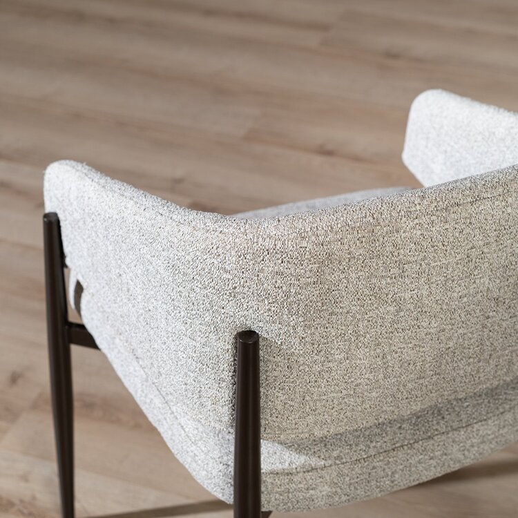 Chaise de salle à manger Bret tissu mélange blanc cassé/marron