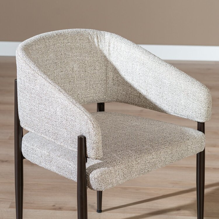 Chaise de salle à manger Bret tissu mélange blanc cassé/marron