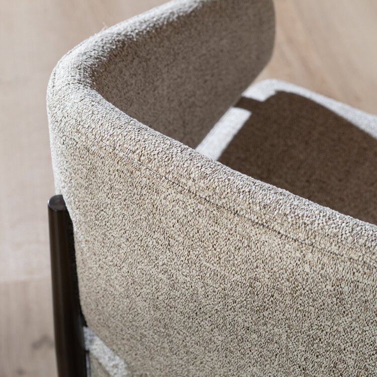 Chaise de salle à manger Bret tissu mélange blanc cassé/marron