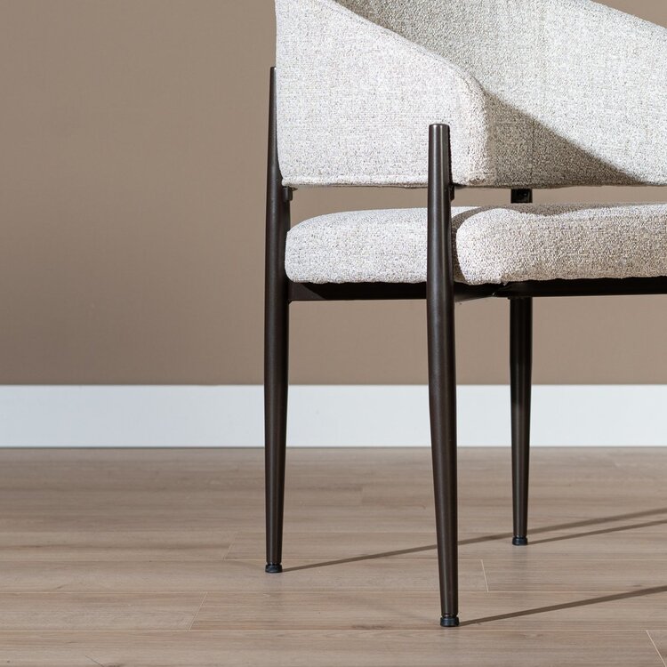 Chaise de salle à manger Bret tissu mélange blanc cassé/marron