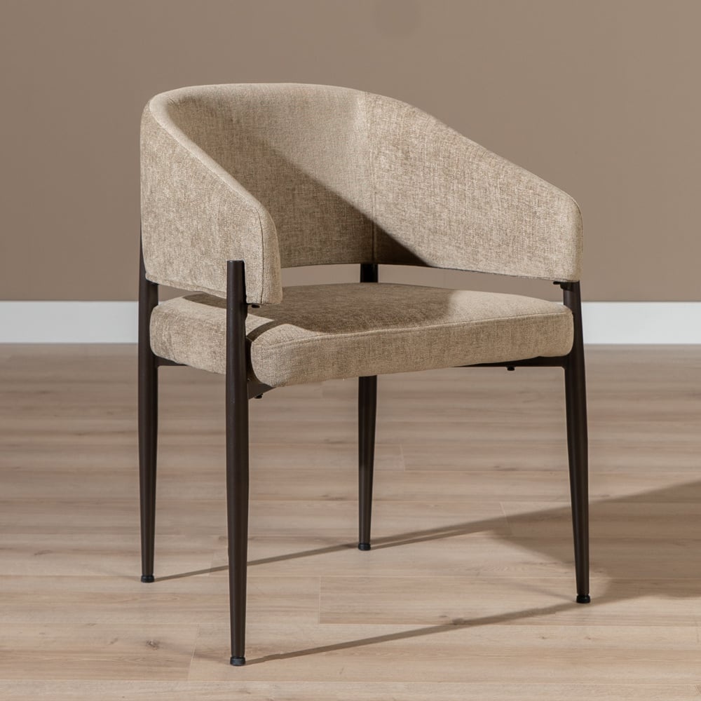 Chaise de salle à manger en velours Bret taupe