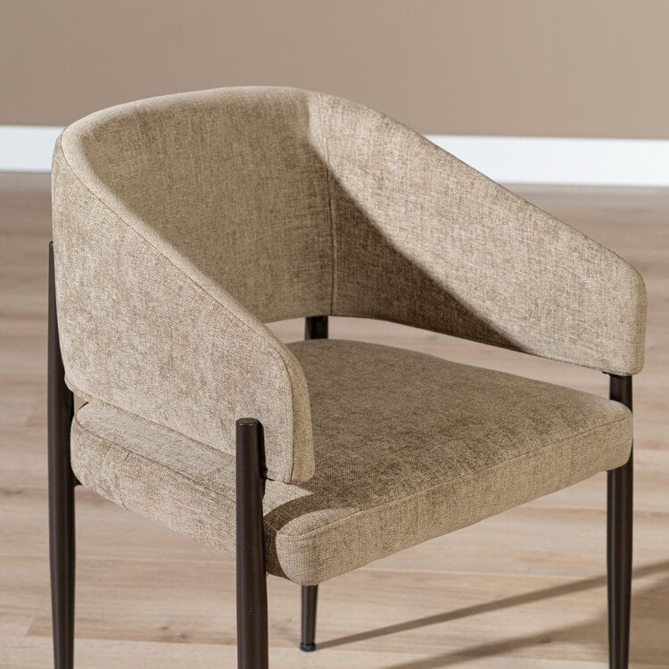 Chaise de salle à manger en velours Bret taupe