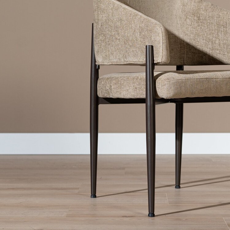 Chaise de salle à manger en velours Bret taupe